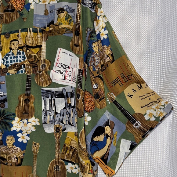 Rare Collectible Reyn Spooner Aloha Shirt KAMAKA Ukelele Rayon Pocket Size XL - Picture 6 of 11